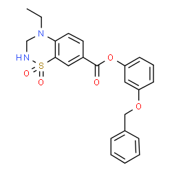ChemSpider 2D Image | 3-(Benzyloxy)phenyl 4-ethyl-3,4-dihydro-2H-1,2,4-benzothiadiazine-7-carboxylate 1,1-dioxide | C23H22N2O5S