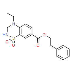 ChemSpider 2D Image | 2-Phenylethyl 4-ethyl-3,4-dihydro-2H-1,2,4-benzothiadiazine-7-carboxylate 1,1-dioxide | C18H20N2O4S