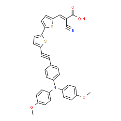 ChemSpider 2D Image | (2E)-3-[5'-({4-[Bis(4-methoxyphenyl)amino]phenyl}ethynyl)-2,2'-bithiophen-5-yl]-2-cyanoacrylic acid | C34H24N2O4S2