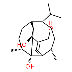 ChemSpider 2D Image | (1S,2R,6S,9S,10R,13S,14S)-12-(Hydroxymethyl)-6-isopropyl-2,9-dimethyltricyclo[8.4.0.0~5,14~]tetradec-11-ene-1,13-diol | C20H34O3