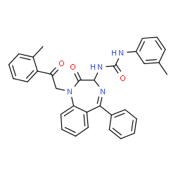 ChemSpider 2D Image | 1-(3-Methylphenyl)-3-{1-[2-(2-methylphenyl)-2-oxoethyl]-2-oxo-5-phenyl-2,3-dihydro-1H-1,4-benzodiazepin-3-yl}urea | C32H28N4O3