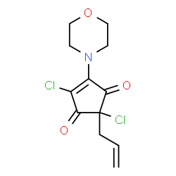 ChemSpider 2D Image | 2-allyl-2,4-dichloro-5-morpholin-4-ylcyclopent-4-ene-1,3-dione | C12H13Cl2NO3