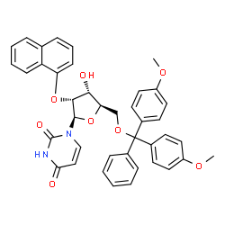 ChemSpider 2D Image | 5'-O-[Bis(4-methoxyphenyl)(phenyl)methyl]-2'-O-1-naphthyluridine | C40H36N2O8