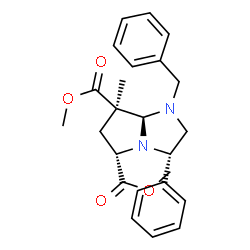 ChemSpider 2D Image | Dimethyl (3S,5S,7R,7aS)-1-benzyl-7-methyl-3-phenylhexahydro-1H-pyrrolo[1,2-a]imidazole-5,7-dicarboxylate | C24H28N2O4
