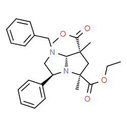 ChemSpider 2D Image | 5-Ethyl 7-methyl (3S,5S,7R,7aS)-1-benzyl-5,7-dimethyl-3-phenylhexahydro-1H-pyrrolo[1,2-a]imidazole-5,7-dicarboxylate | C26H32N2O4