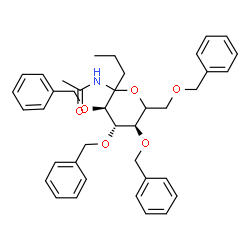 ChemSpider 2D Image | (5xi)-N-Acetyl-2,3,4,6-tetra-O-benzyl-1-propyl-D-xylo-hexopyranosylamine | C39H45NO6