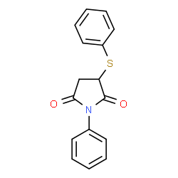 ChemSpider 2D Image | 1-Phenyl-3-phenylsulfanyl-pyrrolidine-2,5-dione | C16H13NO2S
