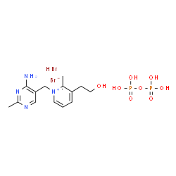 ChemSpider 2D Image | 2-[1-[(4-amino-2-methyl-pyrimidin-5-yl)methyl]-2-methyl-pyridin-1-ium-3-yl]ethanol; phosphono dihydrogen phosphate; bromide; hydrobromide | C14H24Br2N4O8P2