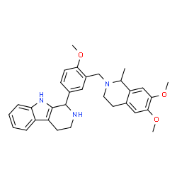 ChemSpider 2D Image | 1-{3-[(6,7-Dimethoxy-1-methyl-3,4-dihydro-2(1H)-isoquinolinyl)methyl]-4-methoxyphenyl}-2,3,4,9-tetrahydro-1H-beta-carboline | C31H35N3O3