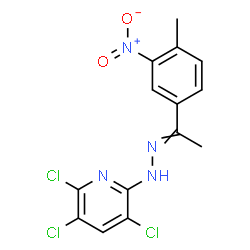 ChemSpider 2D Image | 2,3,5-Trichloro-6-{2-[1-(4-methyl-3-nitrophenyl)ethylidene]hydrazino}pyridine | C14H11Cl3N4O2