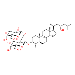 ChemSpider 2D Image | (3beta,4alpha,5alpha,23S)-23-Hydroxy-4-methylcholesta-8,14-dien-3-yl 2-O-beta-D-galactopyranosyl-beta-D-galactopyranoside | C40H66O12