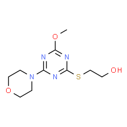 ChemSpider 2D Image | 2-{[4-Methoxy-6-(4-morpholinyl)-1,3,5-triazin-2-yl]sulfanyl}ethanol | C10H16N4O3S