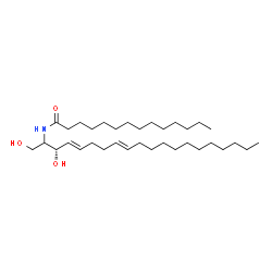 ChemSpider 2D Image | N-[(3S,4E,8E)-1,3-Dihydroxy-4,8-icosadien-2-yl]tetradecanamide | C34H65NO3