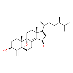 ChemSpider 2D Image | (3beta,5alpha,15beta,24R)-9-Methoxy-4-methyleneergost-8(14)-ene-3,15-diol | C30H50O3