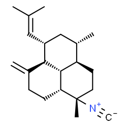 ChemSpider 2D Image | (1S,3aR,4S,6S,6aS,9aR,9bS)-1-Isocyano-1,4-dimethyl-7-methylene-6-(2-methyl-1-propen-1-yl)dodecahydro-1H-phenalene | C21H31N