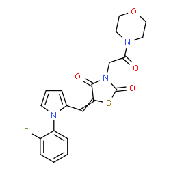 ChemSpider 2D Image | 5-{[1-(2-Fluorophenyl)-1H-pyrrol-2-yl]methylene}-3-[2-(4-morpholinyl)-2-oxoethyl]-1,3-thiazolidine-2,4-dione | C20H18FN3O4S