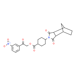 ChemSpider 2D Image | 2-(3-Nitrophenyl)-2-oxoethyl 4-(3,5-dioxo-4-azatricyclo[5.2.1.0~2,6~]dec-4-yl)cyclohexanecarboxylate | C24H26N2O7