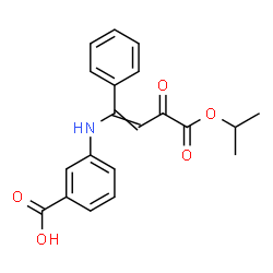 ChemSpider 2D Image | 3-[(4-Isopropoxy-3,4-dioxo-1-phenyl-1-buten-1-yl)amino]benzoic acid | C20H19NO5
