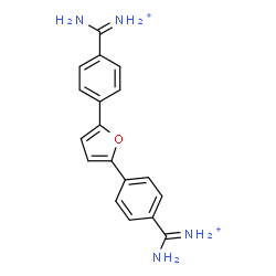 ChemSpider 2D Image | (2,5-Furandiyldi-4,1-phenylene)bis(aminomethaniminium) | C18H18N4O