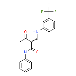 ChemSpider 2D Image | 3-Oxo-N-phenyl-2-({[3-(trifluoromethyl)phenyl]amino}methylene)butanamide | C18H15F3N2O2