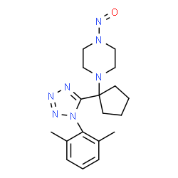 ChemSpider 2D Image | 1-{1-[1-(2,6-Dimethylphenyl)-1H-tetrazol-5-yl]cyclopentyl}-4-nitrosopiperazine | C18H25N7O