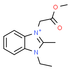 ChemSpider 2D Image | 1-Ethyl-3-(2-methoxy-2-oxoethyl)-2-methyl-1H-benzimidazol-3-ium | C13H17N2O2