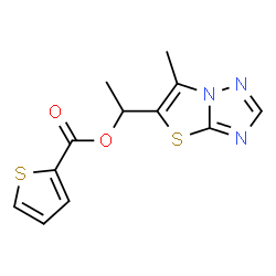 ChemSpider 2D Image | 1-(6-Methyl[1,3]thiazolo[3,2-b][1,2,4]triazol-5-yl)ethyl 2-thiophenecarboxylate | C12H11N3O2S2