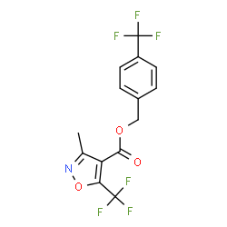 ChemSpider 2D Image | 4-(Trifluoromethyl)benzyl 3-methyl-5-(trifluoromethyl)-1,2-oxazole-4-carboxylate | C14H9F6NO3