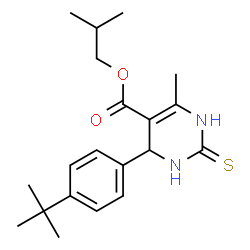 ChemSpider 2D Image | Isobutyl 4-(4-tert-butylphenyl)-6-methyl-2-thioxo-1,2,3,4-tetrahydropyrimidine-5-carboxylate | C20H28N2O2S