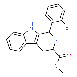 ChemSpider 2D Image | Methyl 1-(2-bromophenyl)-2,3,4,9-tetrahydro-1H-beta-carboline-3-carboxylate | C19H17BrN2O2