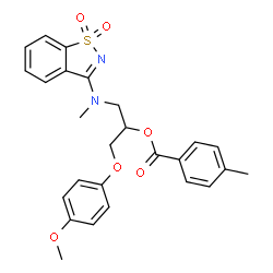 ChemSpider 2D Image | 1-[(1,1-Dioxido-1,2-benzothiazol-3-yl)(methyl)amino]-3-(4-methoxyphenoxy)-2-propanyl 4-methylbenzoate | C26H26N2O6S