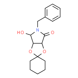 ChemSpider 2D Image | 5'-Benzyl-6'-hydroxytetrahydro-4'H-spiro[cyclohexane-1,2'-[1,3]dioxolo[4,5-c]pyrrol]-4'-one | C17H21NO4