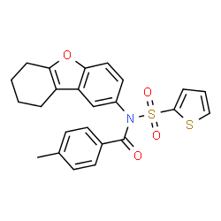 ChemSpider 2D Image | 4-Methyl-N-(6,7,8,9-tetrahydrodibenzo[b,d]furan-2-yl)-N-(2-thienylsulfonyl)benzamide | C24H21NO4S2
