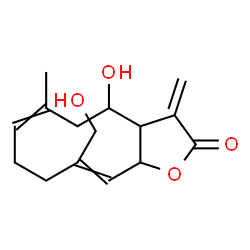 ChemSpider 2D Image | 4-Hydroxy-10-(hydroxymethyl)-6-methyl-3-methylene-3a,4,5,8,9,11a-hexahydrocyclodeca[b]furan-2(3H)-one | C15H20O4