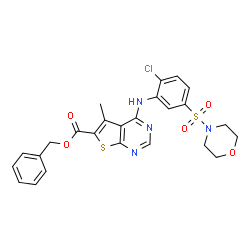 ChemSpider 2D Image | Benzyl 4-{[2-chloro-5-(4-morpholinylsulfonyl)phenyl]amino}-5-methylthieno[2,3-d]pyrimidine-6-carboxylate | C25H23ClN4O5S2