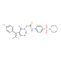 ChemSpider 2D Image | 2-[5-(4-Chlorophenyl)-6-methyl-4-oxothieno[2,3-d]pyrimidin-3(4H)-yl]-N-[4-(4-morpholinylsulfonyl)phenyl]acetamide | C25H23ClN4O5S2