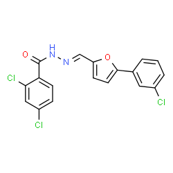 ChemSpider 2D Image | 2,4-Dichloro-N'-{(E)-[5-(3-chlorophenyl)-2-furyl]methylene}benzohydrazide | C18H11Cl3N2O2
