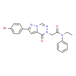 ChemSpider 2D Image | 2-[2-(4-Bromophenyl)-4-oxopyrazolo[1,5-d][1,2,4]triazin-5(4H)-yl]-N-ethyl-N-phenylacetamide | C21H18BrN5O2