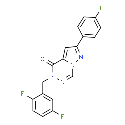 ChemSpider 2D Image | 5-(2,5-Difluorobenzyl)-2-(4-fluorophenyl)pyrazolo[1,5-d][1,2,4]triazin-4(5H)-one | C18H11F3N4O