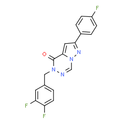 ChemSpider 2D Image | 5-(3,4-Difluorobenzyl)-2-(4-fluorophenyl)pyrazolo[1,5-d][1,2,4]triazin-4(5H)-one | C18H11F3N4O