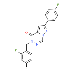 ChemSpider 2D Image | 5-(2,4-Difluorobenzyl)-2-(4-fluorophenyl)pyrazolo[1,5-d][1,2,4]triazin-4(5H)-one | C18H11F3N4O