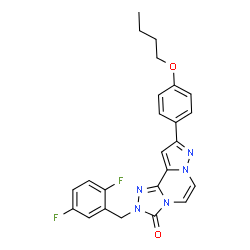 ChemSpider 2D Image | 9-(4-Butoxyphenyl)-2-(2,5-difluorobenzyl)pyrazolo[1,5-a][1,2,4]triazolo[3,4-c]pyrazin-3(2H)-one | C24H21F2N5O2
