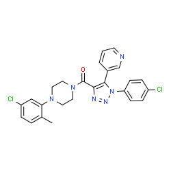 ChemSpider 2D Image | [4-(5-Chloro-2-methylphenyl)-1-piperazinyl][1-(4-chlorophenyl)-5-(3-pyridinyl)-1H-1,2,3-triazol-4-yl]methanone | C25H22Cl2N6O