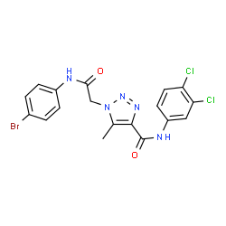 ChemSpider 2D Image | 1-{2-[(4-Bromophenyl)amino]-2-oxoethyl}-N-(3,4-dichlorophenyl)-5-methyl-1H-1,2,3-triazole-4-carboxamide | C18H14BrCl2N5O2