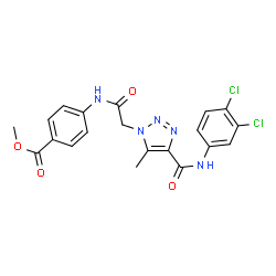 ChemSpider 2D Image | Methyl 4-[({4-[(3,4-dichlorophenyl)carbamoyl]-5-methyl-1H-1,2,3-triazol-1-yl}acetyl)amino]benzoate | C20H17Cl2N5O4