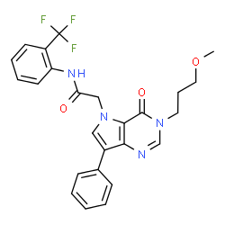 ChemSpider 2D Image | 2-[3-(3-Methoxypropyl)-4-oxo-7-phenyl-3,4-dihydro-5H-pyrrolo[3,2-d]pyrimidin-5-yl]-N-[2-(trifluoromethyl)phenyl]acetamide | C25H23F3N4O3