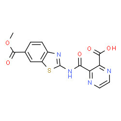 ChemSpider 2D Image | 3-{[6-(Methoxycarbonyl)-1,3-benzothiazol-2-yl]carbamoyl}-2-pyrazinecarboxylic acid | C15H10N4O5S
