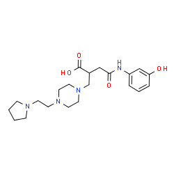 ChemSpider 2D Image | 4-[(3-Hydroxyphenyl)amino]-4-oxo-2-({4-[2-(1-pyrrolidinyl)ethyl]-1-piperazinyl}methyl)butanoic acid | C21H32N4O4