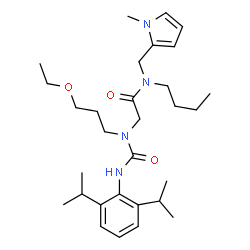 ChemSpider 2D Image | N-Butyl-N~2~-[(2,6-diisopropylphenyl)carbamoyl]-N~2~-(3-ethoxypropyl)-N-[(1-methyl-1H-pyrrol-2-yl)methyl]glycinamide | C30H48N4O3