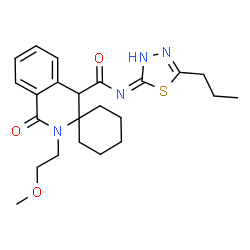 ChemSpider 2D Image | 2'-(2-Methoxyethyl)-1'-oxo-N-(5-propyl-1,3,4-thiadiazol-2-yl)-1',4'-dihydro-2'H-spiro[cyclohexane-1,3'-isoquinoline]-4'-carboxamide | C23H30N4O3S